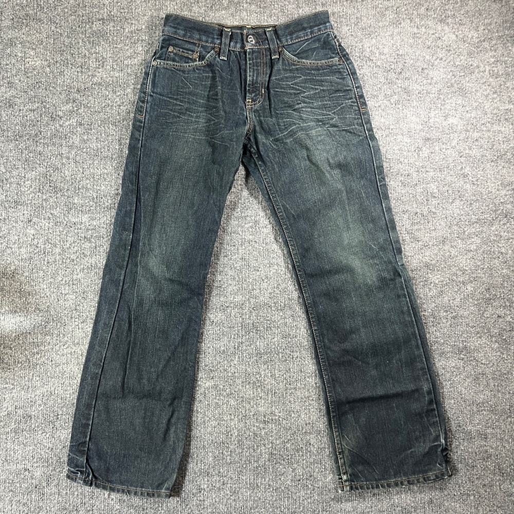 Bullhead Low Rise Straight Leg Distressed Dark Wash Denim Jeans Mens